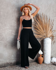 Lively Linen Blend Smocked Pants - Black