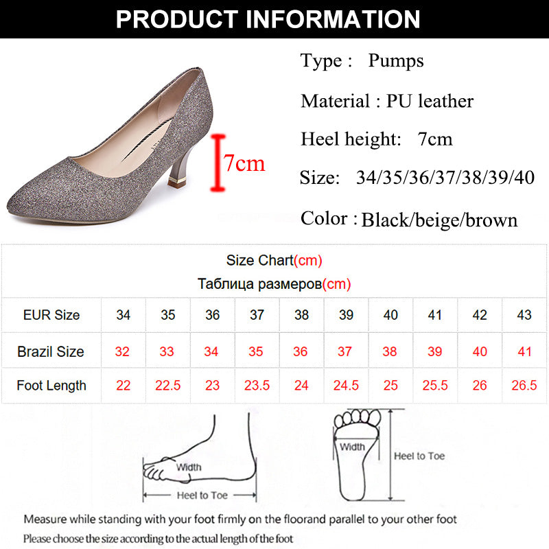 Bling Sequins Wedding Party Shoes Women Sexy Pointed Toe Thin Heels Pumps Woman Slip-On Shining High Heels Shoes Female