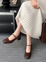 Shallow Cut Split-Joint Square-Toe Mary Janes Pumps