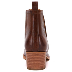 Chocolate Brown Faux Leather Closed Toe Ankle Booties