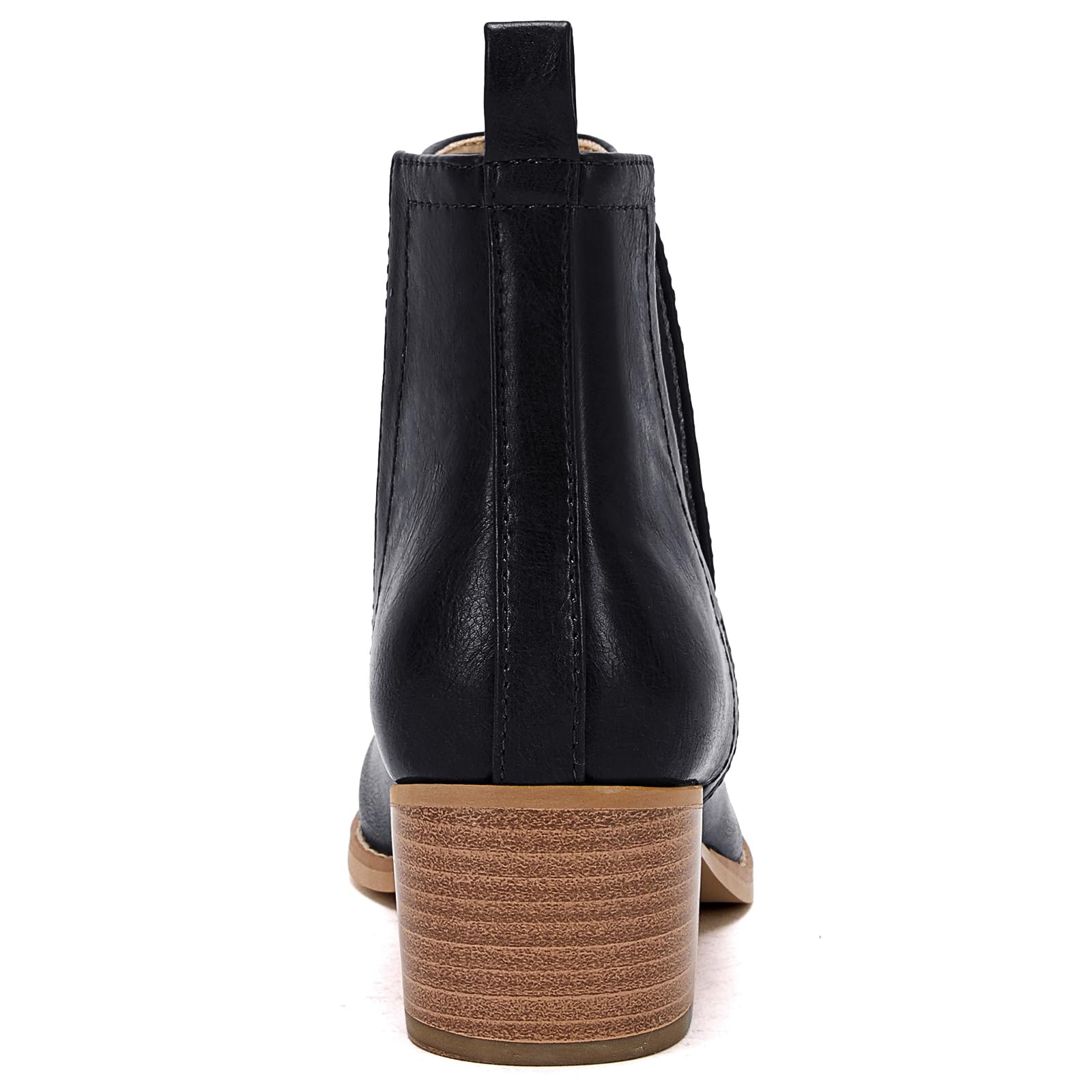 Black Faux Leather Closed Toe Ankle Booties