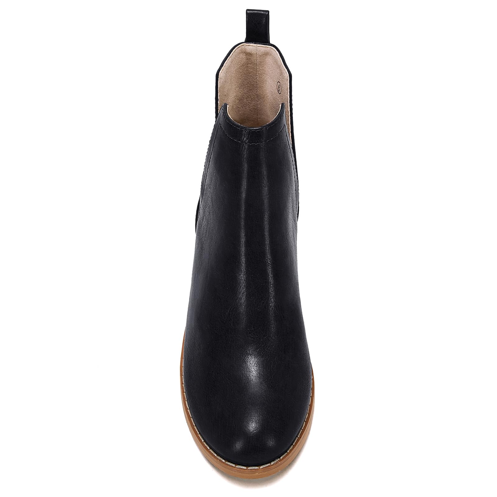 Black Faux Leather Closed Toe Ankle Booties