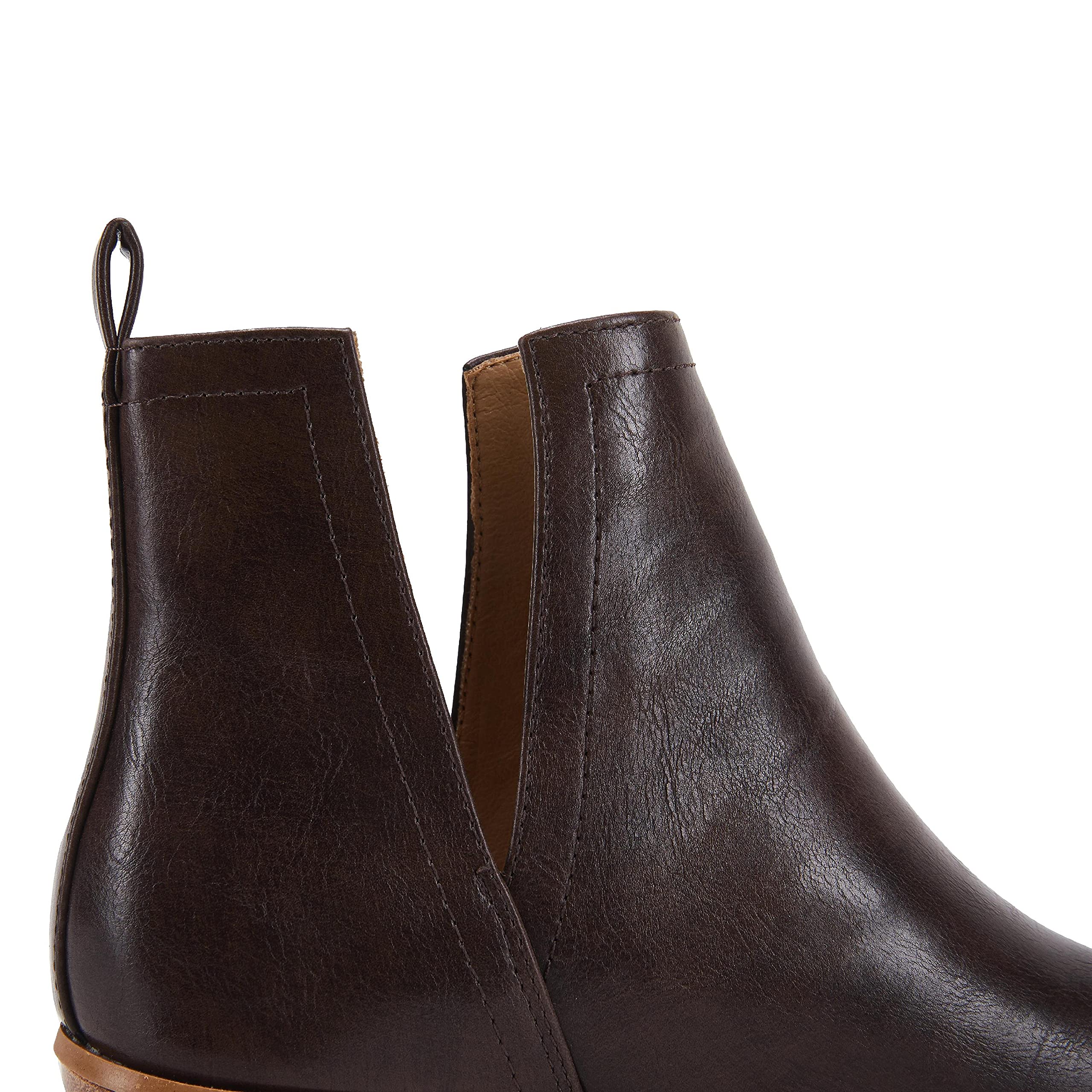 Dark Brown Faux Leather Closed Toe Ankle Booties