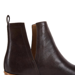 Dark Brown Faux Leather Closed Toe Ankle Booties