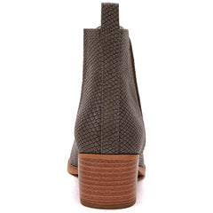 Taupe Brown Snakeskin Faux Leather Closed Toe Ankle Booties