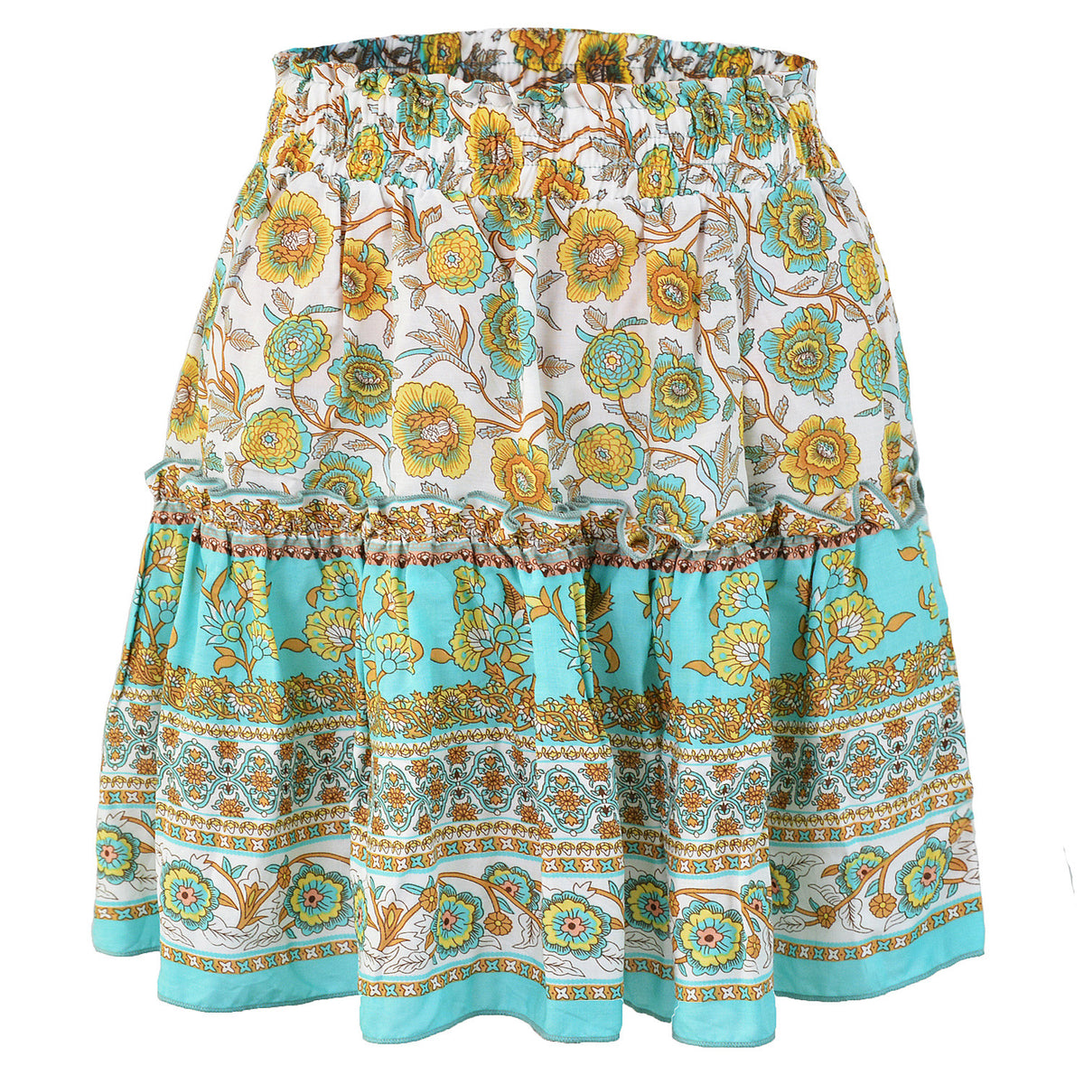 Cairo Printed Mini Skirt - Teal