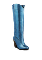 Blue Storm Suede Leather Calf Boots