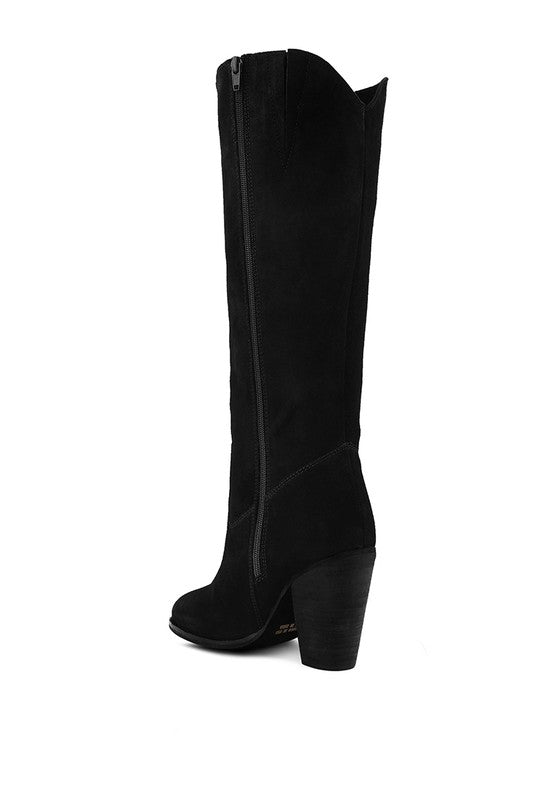 Blue Storm Suede Leather Calf Boots