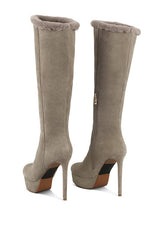 Saldana Taupe Convertible Suede Leather High Boots