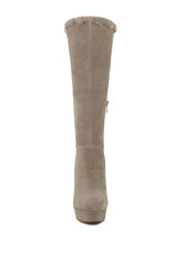 Saldana Taupe Convertible Suede Leather High Boots