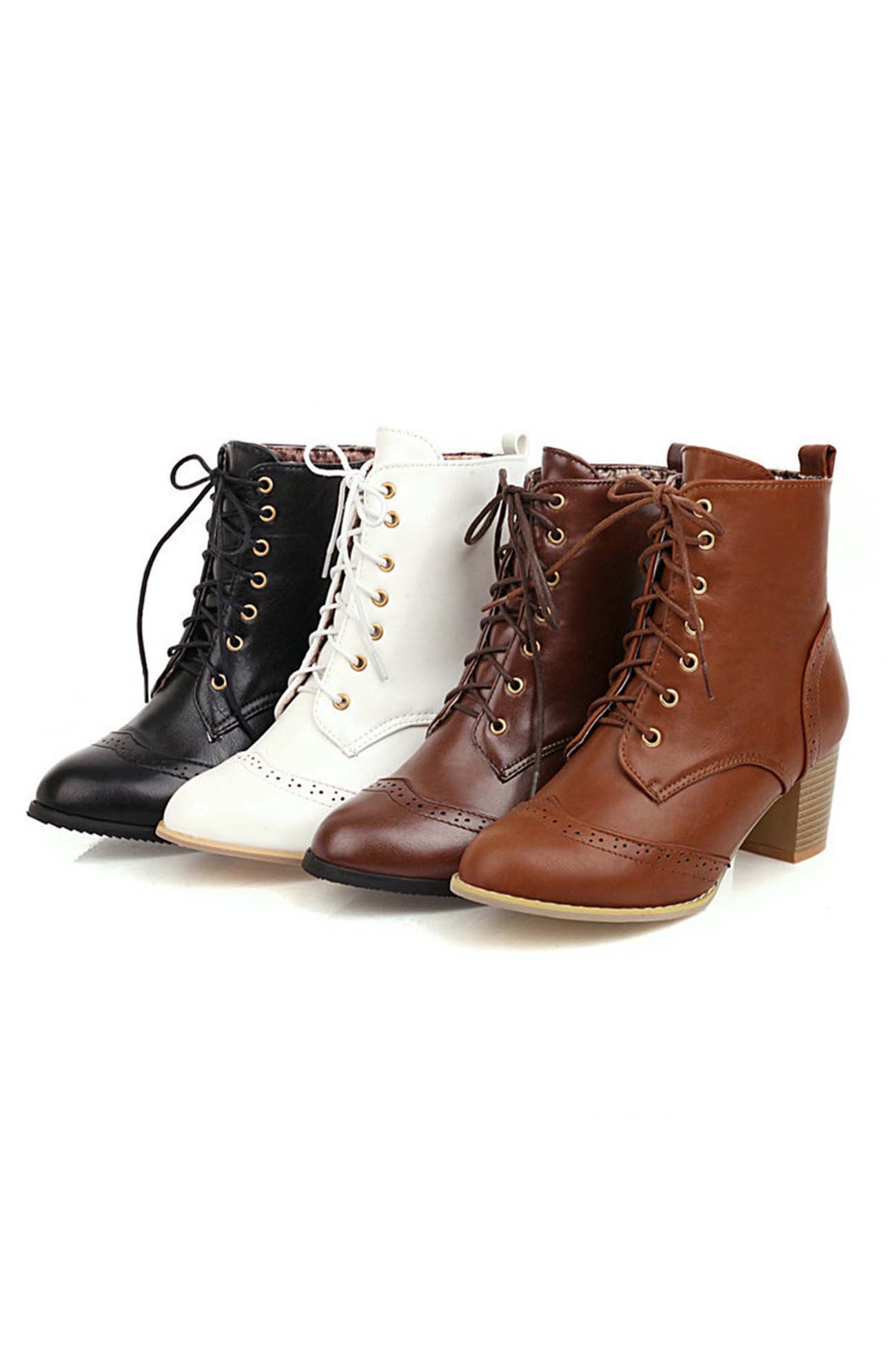 New Fashion Spring Outfit Pointed Toe Lace Up Cutout Ankle Boots