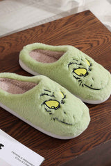 New Fashion Spring Outfit Green Cartoon Graphic Plush House Slippers
