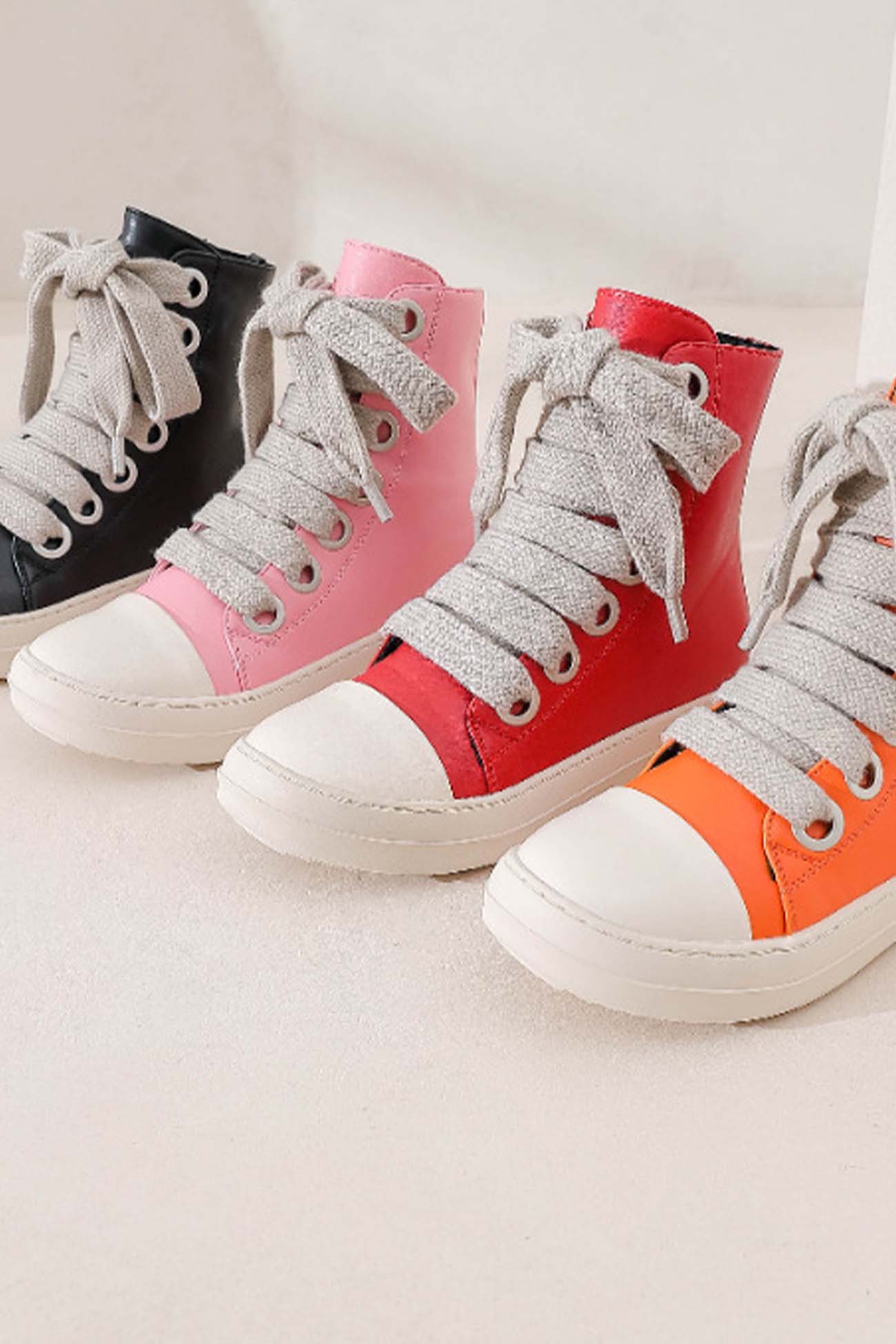New Fashion Spring Outfit Contrast Leather Lace Up Ankle Boots