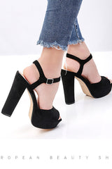 Buckled one-piece 13cm thick ultra high heels