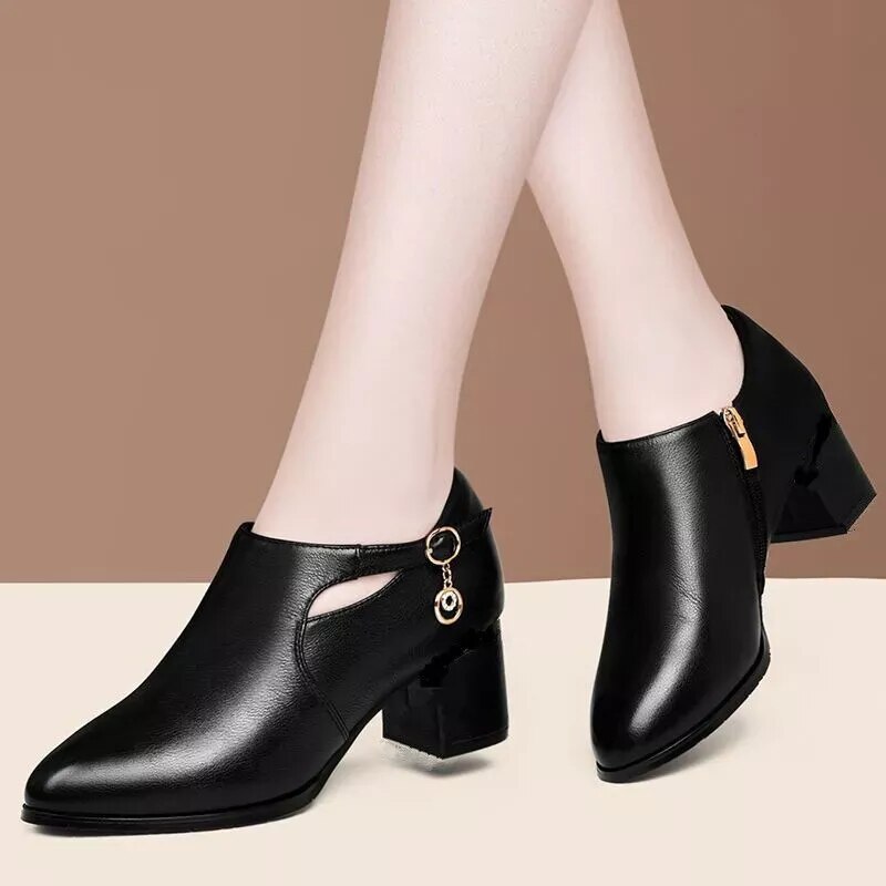 Botas Femininas Women Cute Sweet High Quality Square Heel Short Ankle Boots Lady Casual Street Winter Heel Shoes A790B