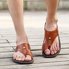 Crafted Brown Men's Leather Flip Flop Sandals