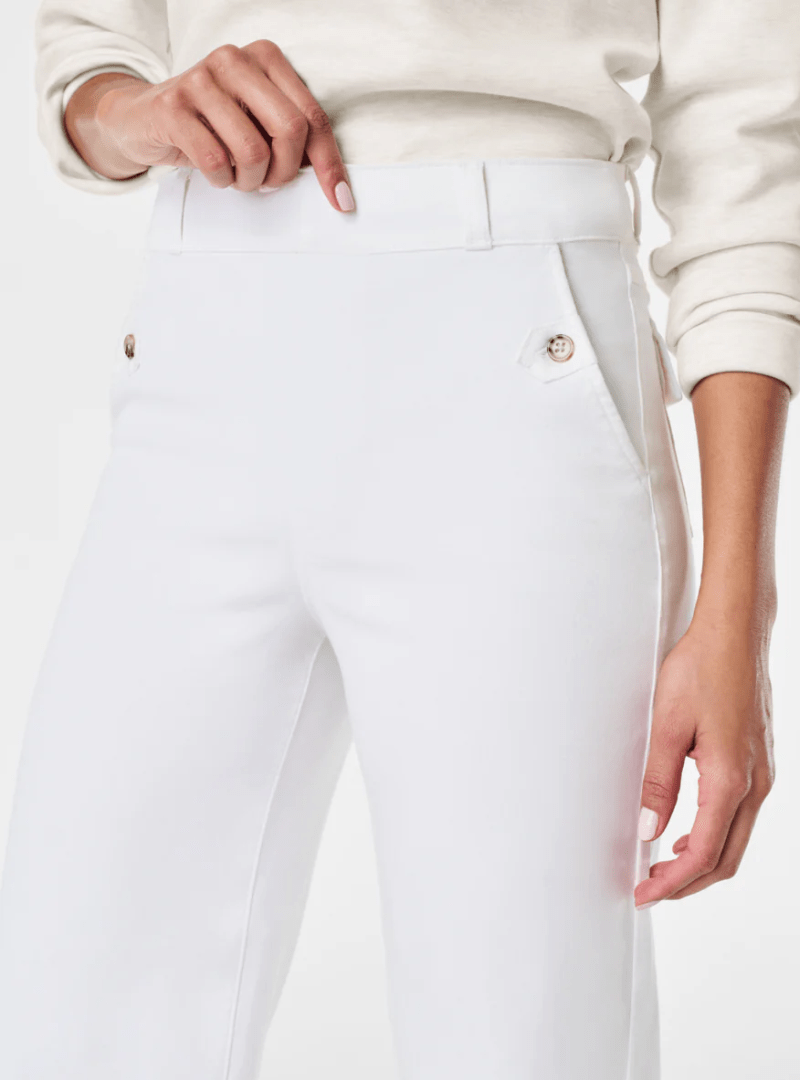 Stylish Twill Cropped Wide-Leg Trousers