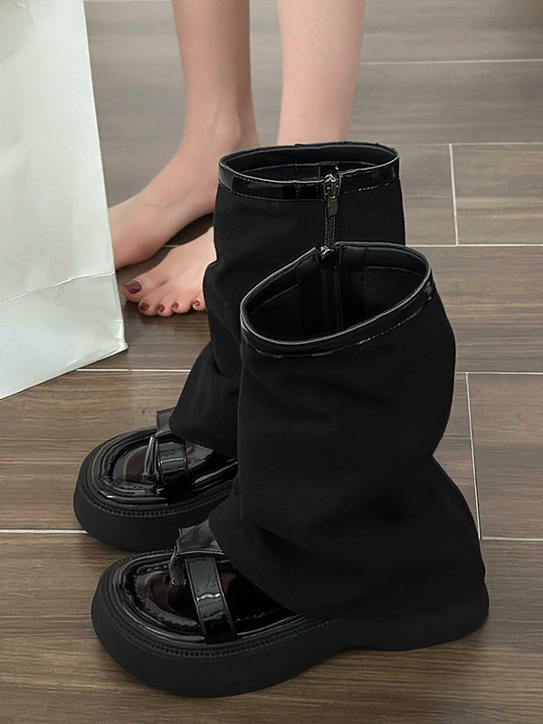 Hollow Split-Joint Split-Toe Zipper Boots Platform Shoes Sandals