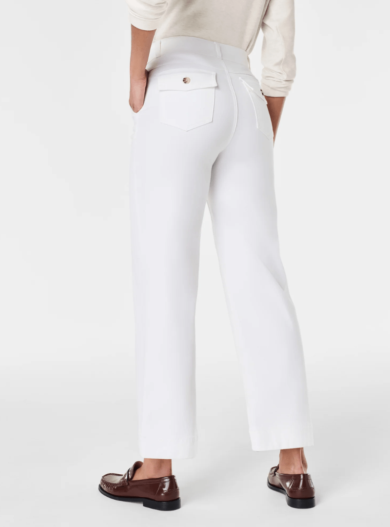 Stylish Twill Cropped Wide-Leg Trousers