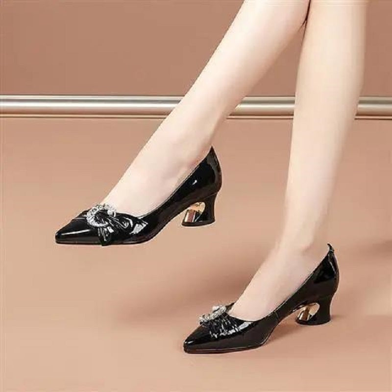 Cresfimix Sapatos Femininas Women Fashion Black Square Heel Shoes Lady Cute Comfort Spring & Summer Hollow Out Heel Shoes