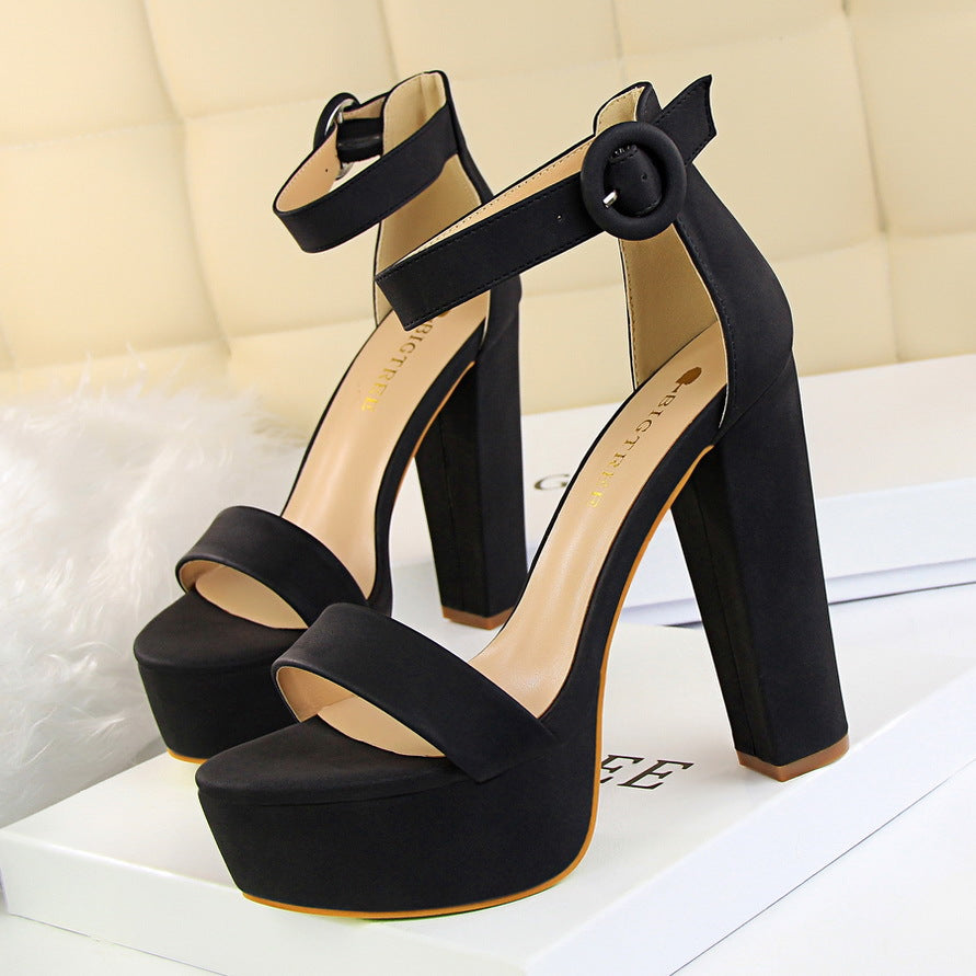 Women's Nightclub Platform Open Toe Belt Buckle Heels