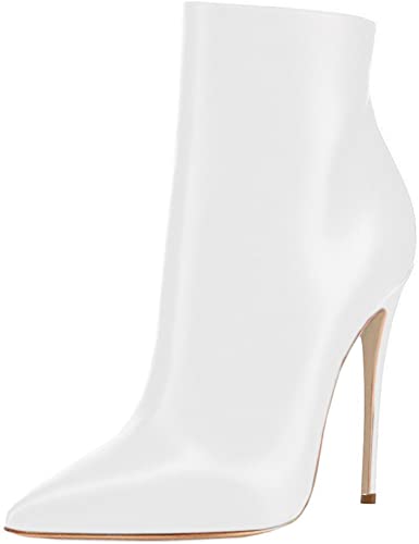 Black Leather Zipper Stiletto Heel Booties