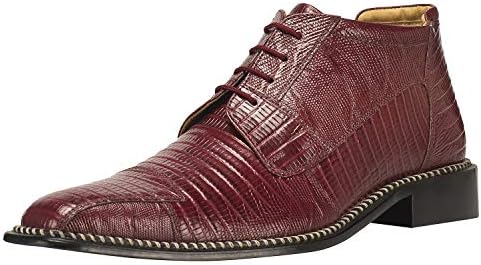 Men's Gray Leather Lizard Style Lace Up Ankle Dress Boots