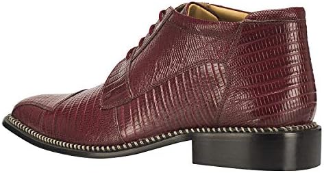 Men's Gray Leather Lizard Style Lace Up Ankle Dress Boots