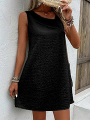 SLEEVELESS DRESS WITH ASYMMETRICAL COLLAR