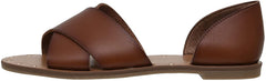 Cross Strap Tan Vegan Leather Slip On Sandals