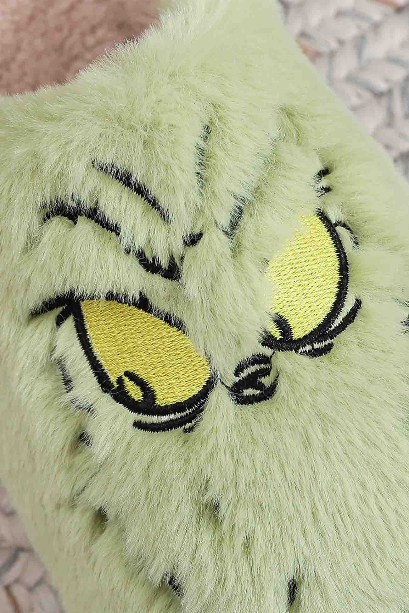 New Fashion Spring Outfit Green Cartoon Graphic Plush House Slippers