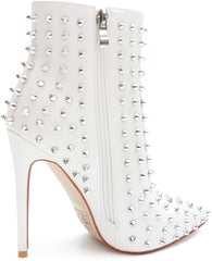 Rivets White Autumn Pointed Toe Fashion Ankle Boots