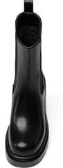 Platform Black Mid Calf Chunky Block Chelsea Boots