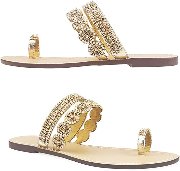 Beaded Rhinestone Circle Silver Summer Elegant Sandal