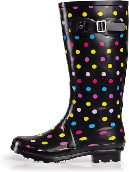 Black & White Plaid Waterproof Rain Boots Water Shoes