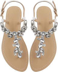 Dark Silver Rhinestone T-Strap Summer Elegant Sandals