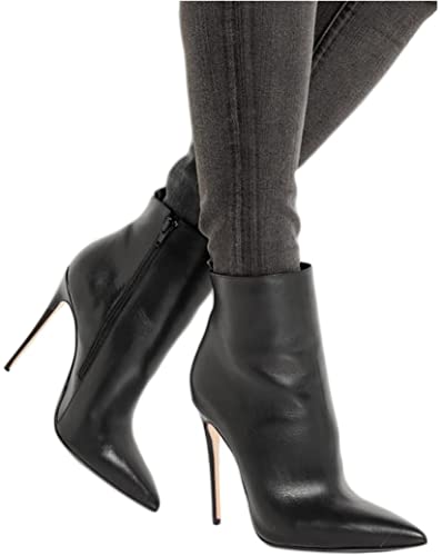 Black Suede Zipper Stiletto Heel Booties