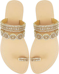 Beaded Rhinestone Circle Silver Summer Elegant Sandal