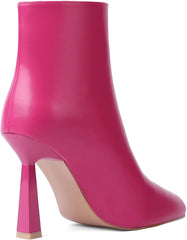Goddess Hot Pink Pointed Toe Stiletto High Heeled Booties