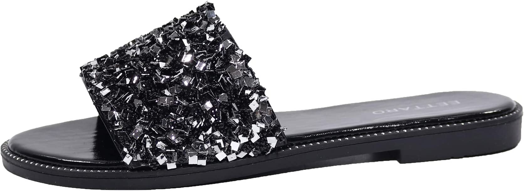 Black/Silver Rhinestone Sparkle Fashion Sandals