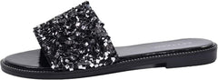 Black/Silver Rhinestone Sparkle Fashion Sandals
