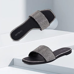 Black/Silver Rhinestone Sparkle Fashion Sandals