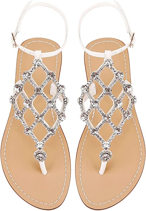 White Diamond Sequin Rhinestone Sparkle Fashion Sandals