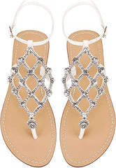 White Diamond Sequin Rhinestone Sparkle Fashion Sandals