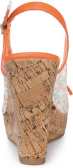 Orange Flower Lace Platform Wedge Heel Sandals