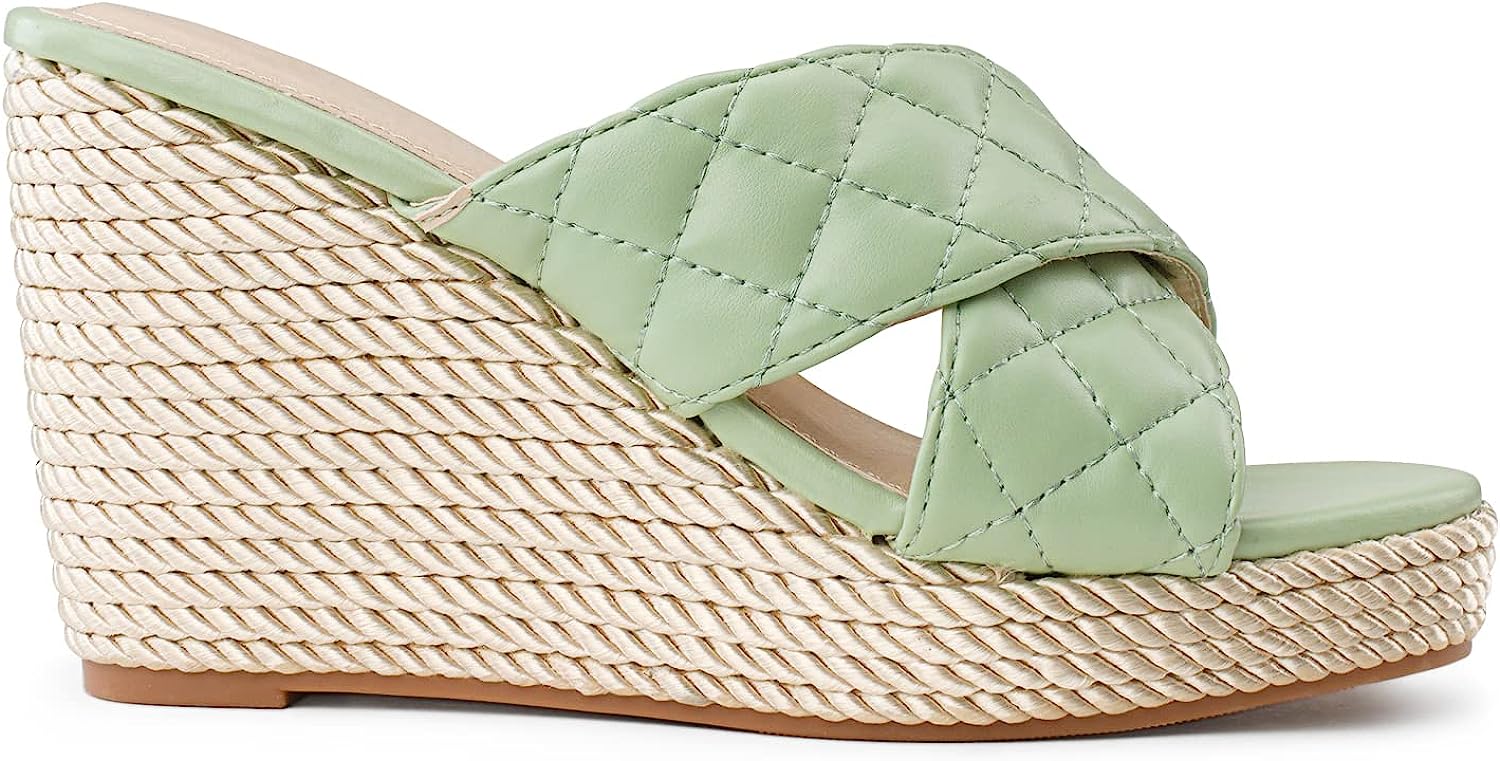 Braided Pink Open Toe Wedge Sandals