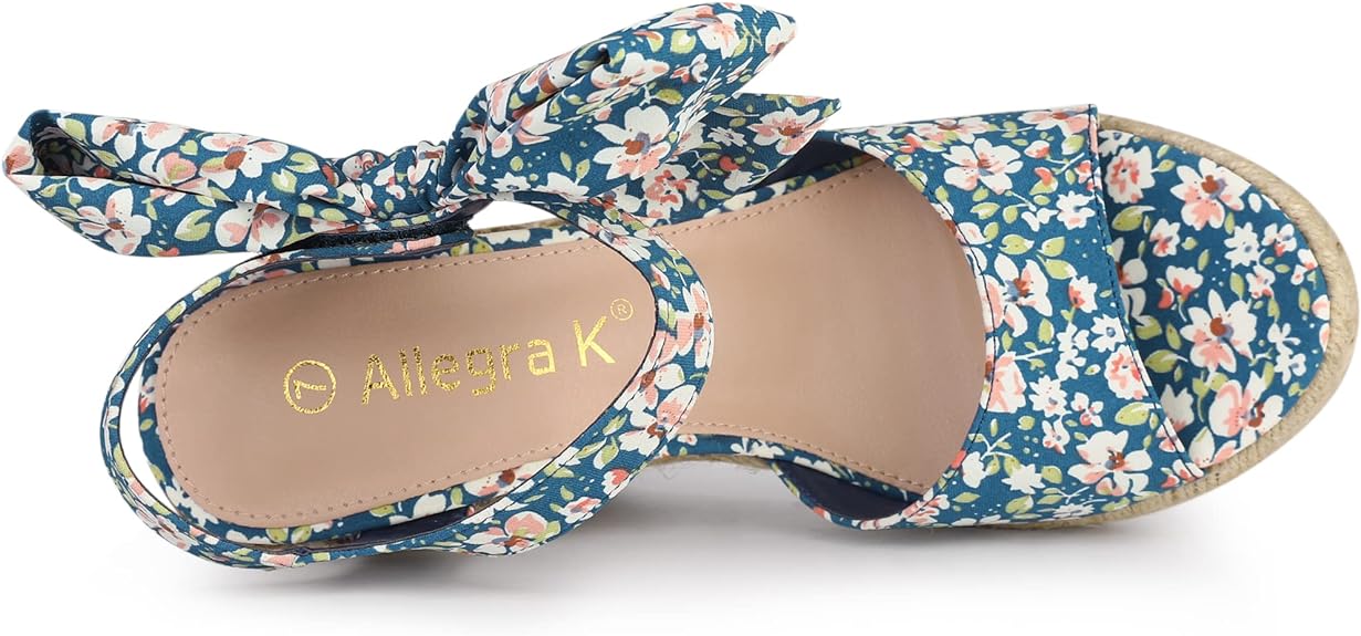 Platform Floral Daisy Blue Wedge Sandals