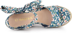 Platform Floral Teal Wedge Sandals