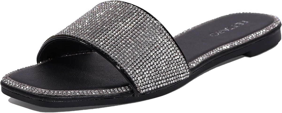 Black/Silver Rhinestone Sparkle Fashion Sandals