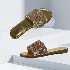 Black/Silver Rhinestone Sparkle Fashion Sandals